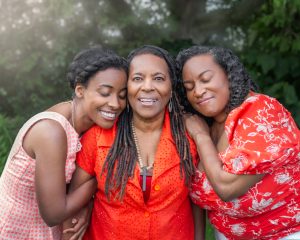 Mom with her beloved daughters captured by Champagne Photography - Dog and Family photographer